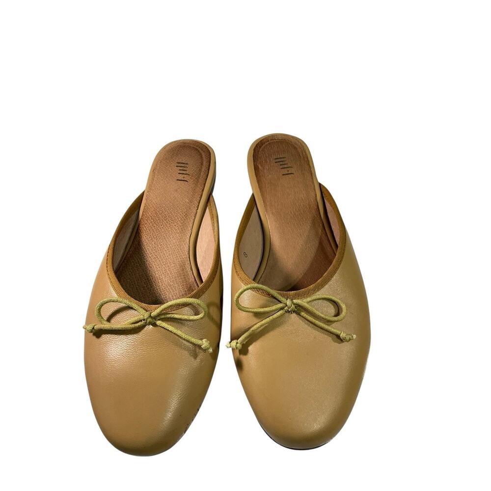 J. Jill Olive Green Leather Bow Backless Flats